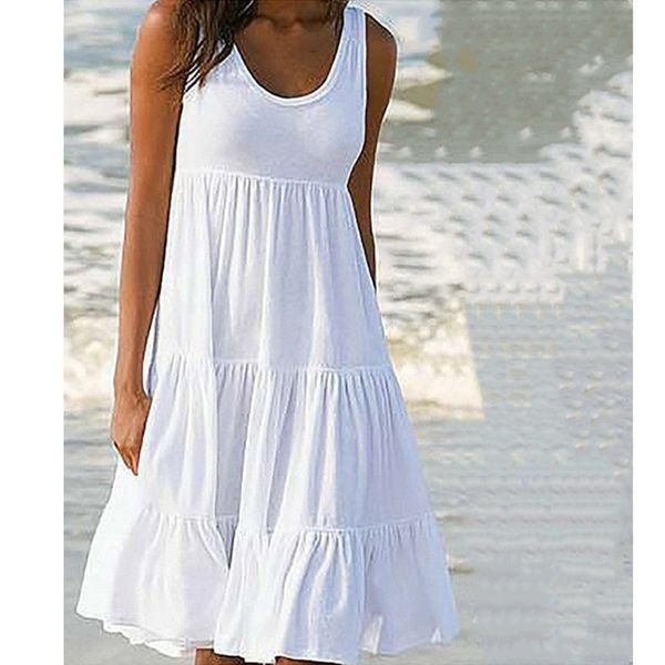 

summer ladies pure color платье модельера crew neck пляж платье повседневная щитовые женская одежда с ruched, Black;gray