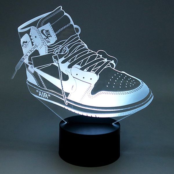 

creative colorful usb child night lights 3d led sports shoes bedroom office home decor lighting desk table lamp sports fans gift