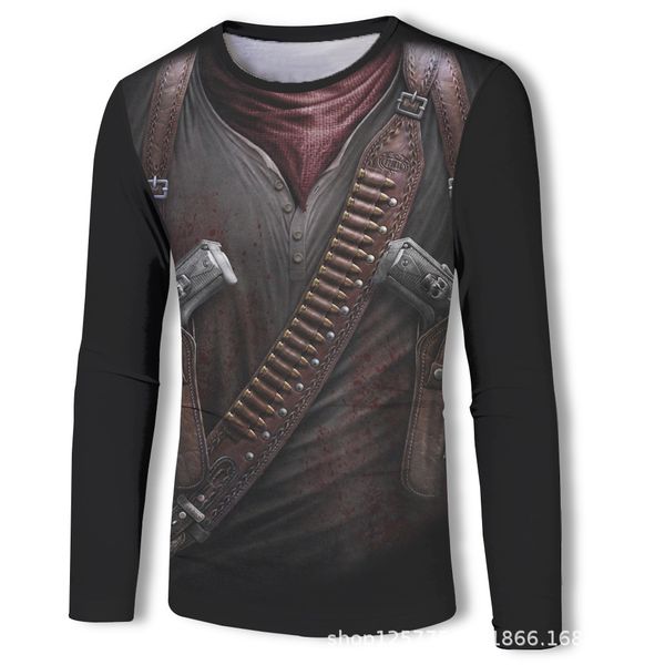 

mens designer 3d fashion formal dress long sleeve fake two funny digital printing creative gift t-shirt74xr, White;black