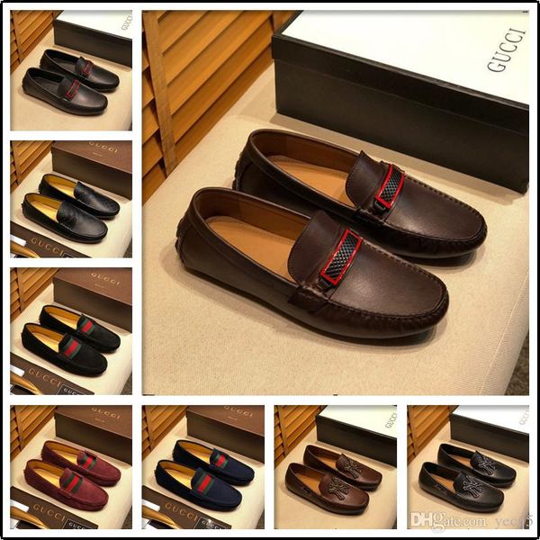 

21sf big size italian mens shoes casual brands genuine leather men loafers moccasins breathable slip on boat shoes men luxury yeye5, Black