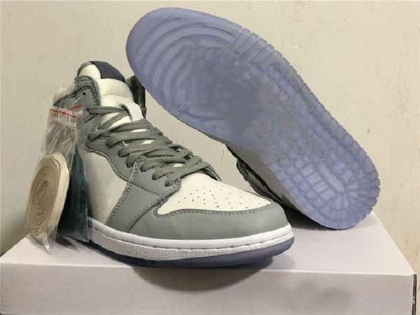 

wholesale brand 1 high og collaboration athletic designer shoes grey white black fashion zapatos trainers basketball shoes size 7-12 us