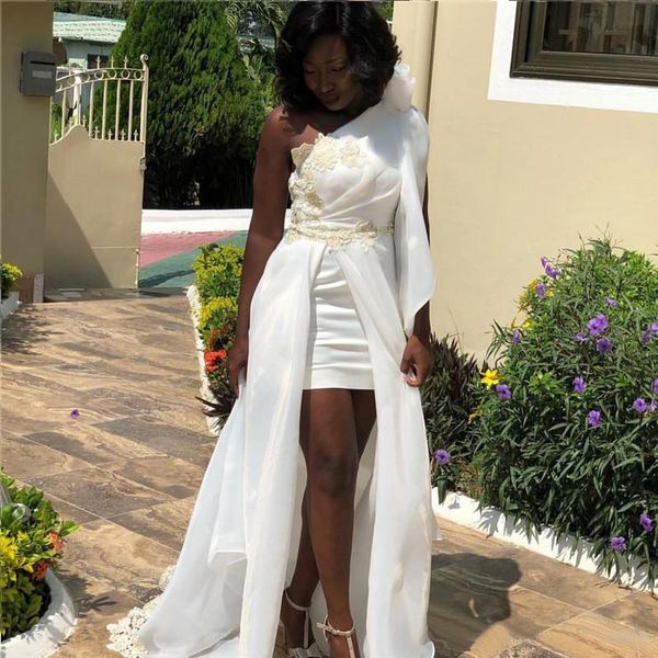 

2020 white saudi arabia sheath evening dresses one shoulder lace african formal prom party gown plus size with overskirt, Black;red