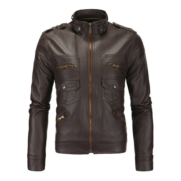 

herobiker motorcycle jackets men vintage retro biker pu leather jacket casual punk classical windproof moto jacket, 3 colours