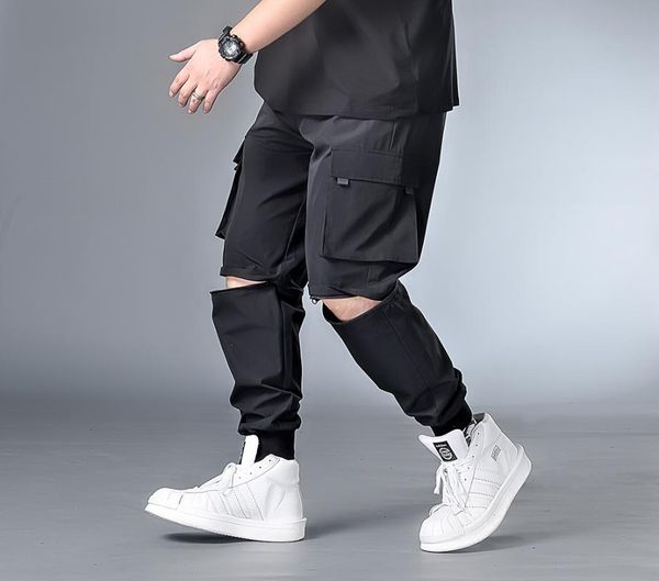 

large size 7xl 6xl xxxxl men new brand pants mens joggers hip hop pants male streetwear cotton casual trousers removable pant, Black