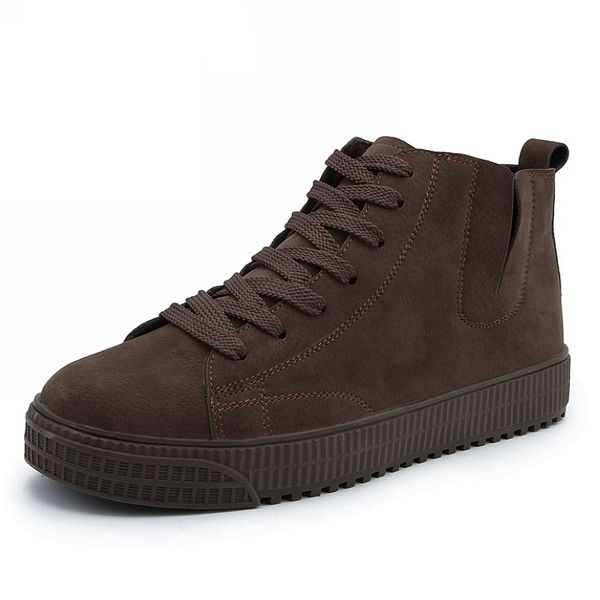 

bonjean winter men shoes fashion brown leather boots for men casual snow boots winter casual leather shoes, Black