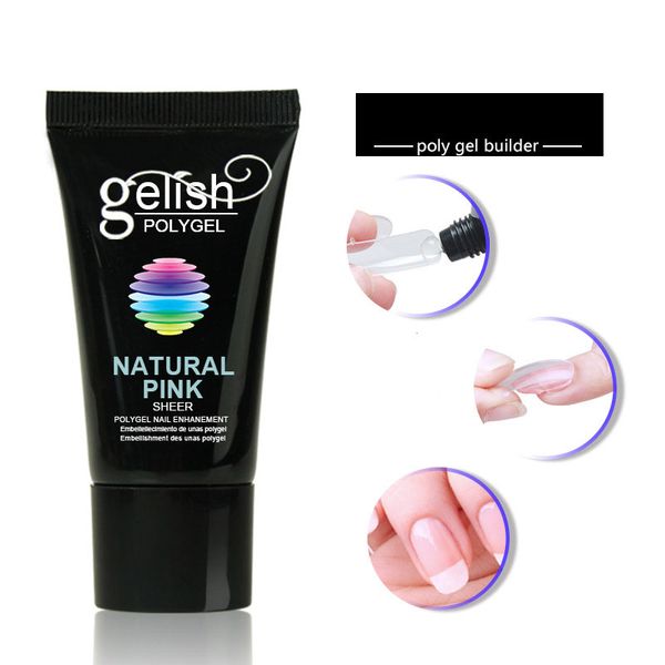 

diy poly finger nai extension tool clear pink white jelly nail quick gel building extend uv builder gel nail art tips, Red;pink