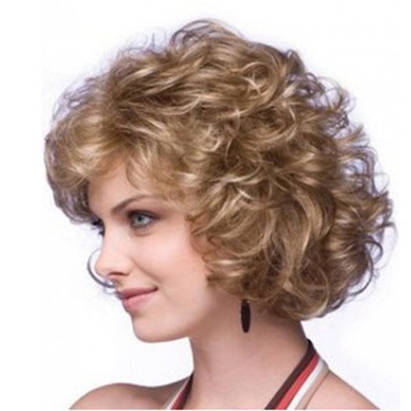 Women Curly Short Hair Wigs Elegant Ladies Hood Atmospheric