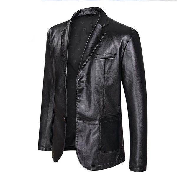

2019 brand pu leather jacket men autumn winter casual mens jackets solid clothes elastic motorcycle outerwear, Black