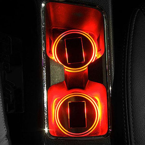 

new car interior led water cup mat pads car ambient light all automobile brands personality decoration