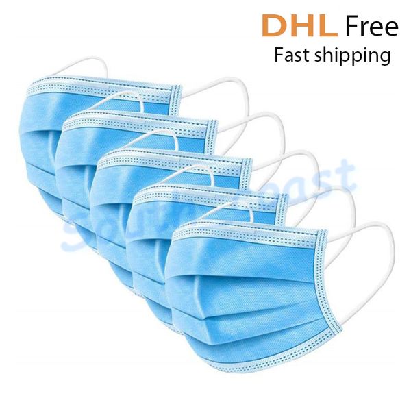 

бесплатная доставка dhl 50 одноразовые противотуманные маски для лица респиратор 3-слой капельной пыли и доказательство респиратор спрей тка