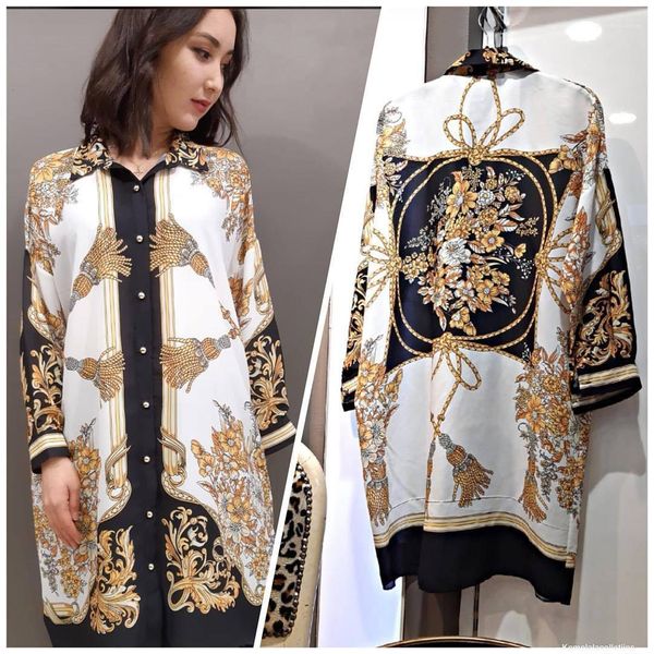 

print women designer shirts female lapel neck clothing new arrival summer womens loose blouses colorful digital, White
