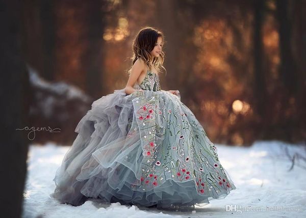 

ball gown lace toddler pageant princess flower girl dress for wedding kids 2019 first communion dresses, White;blue