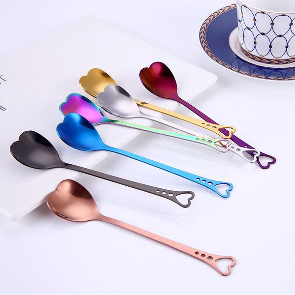 

hollow out heart shaped spoon stainless steel coffee tea stir spoon coffee ice cream honey kitchen spoons