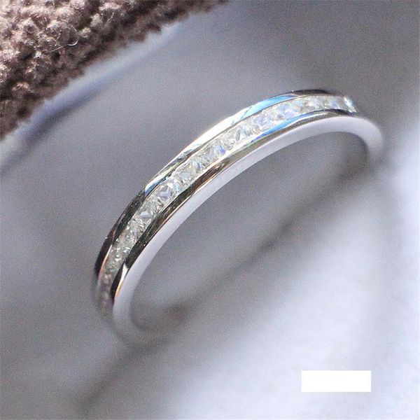 

solid 925 sterling silver ring white gold color setting 0.55ct princess cut synthetic diamonds ring for anniversary sh190927