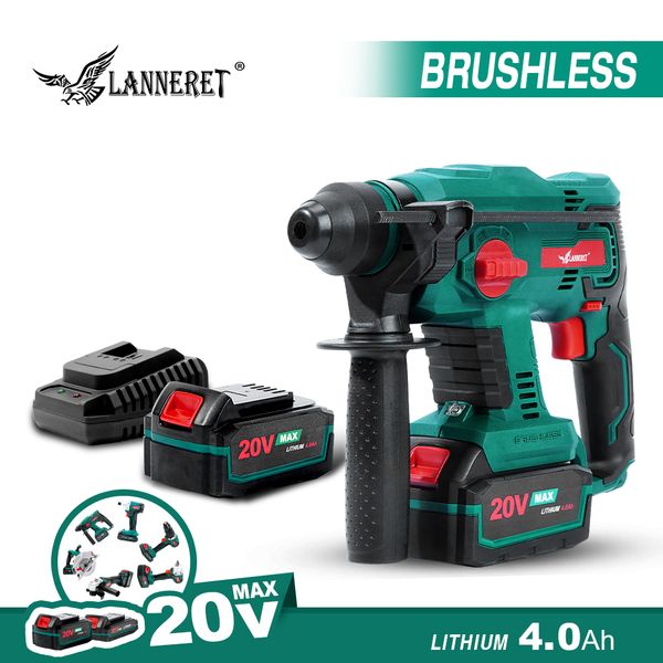 

lanneret brushless rotary hammer electric drill hammer 20v
