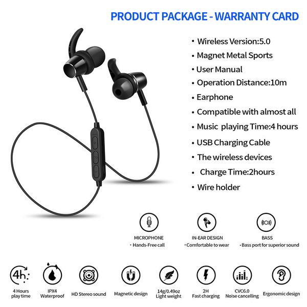 

waterproof hanging bluetooth sports metal shell sound headphones