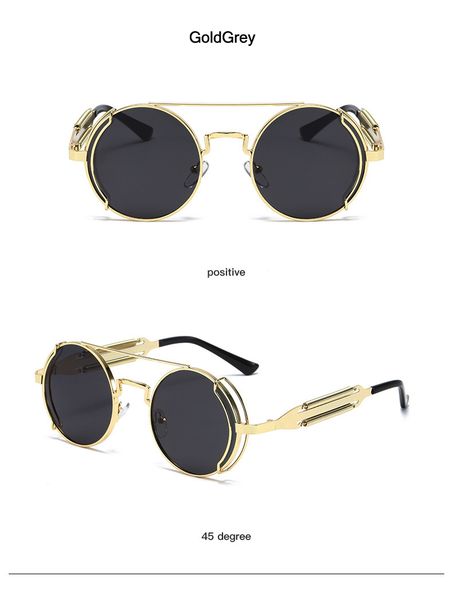 

vintage men sunglasses women retro punk style round metal frame colorful lens sun glasses fashion eyewear hip hop