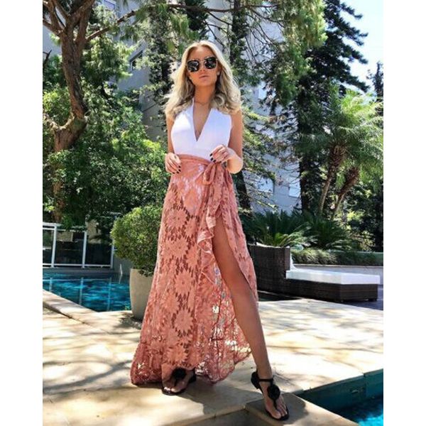 

womens boho beach summer lace skirts pool party wrap glitter crochet holiday skirts mesh playa travel hollow out dames kleding, Black