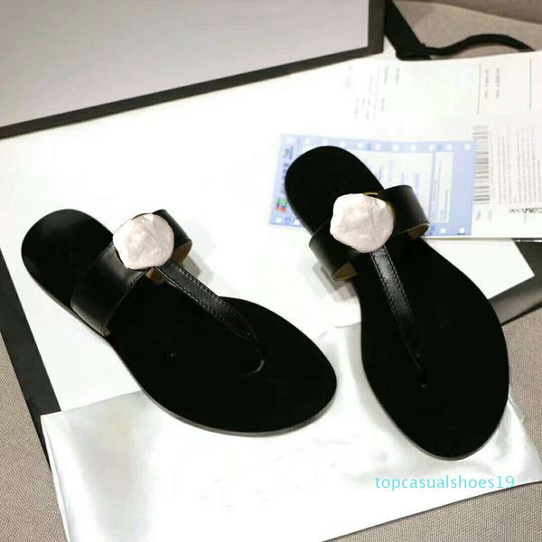 

hot sale-классические мужские кожаные ladies'slippers тапочки hotel beach открытый ленивые мужские и женские тапочки с металлическими застеж, Black