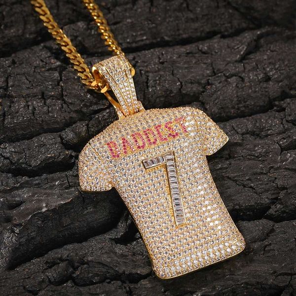 

iced out baddest 7 джерси кулон ожерелья для мужчин роскошные дизайнерские мужские bling diamond баскетбол любовник спортивные подвески хип, Silver