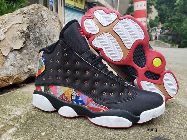 

j13 cny китайский новый год черный красный мужчины баскетбол обувь с jumpman 13s моды разноцветные шаблонов мужские дизайнерская спортивная