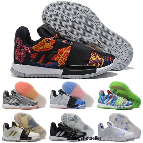 

2020 mvp beard harden vol. 3 low white gold silver kids basketball shoes for good quality 3s mens trainers sports sneakers, Black