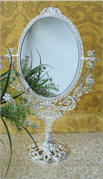 

two sides rotary cosmetic mirrors copper table retro mirror