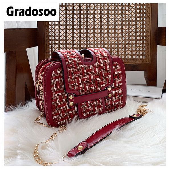 

gradosoo retro weave women bag winter small bags shoulder crossbody bags for women pu leather female bag chain design new lbf716