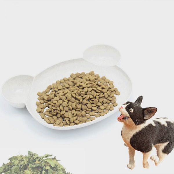 

pet hollow plate catnip cat mint bait bowl oblique mouth dog double bowls