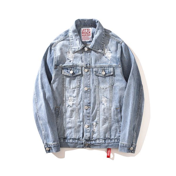 

moruancle мода улица мужские разорвал джинсовый жакет оверсайз привет промывают потертые джинсы куртки верхняя одежда с легкими отверстия си, Black;brown