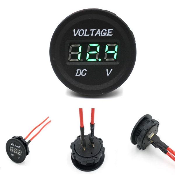 Chegada nova exibição 12 V-24 V LED DC Digital Auto Motos Car voltímetro Metro Waterproof voltímetro soquete