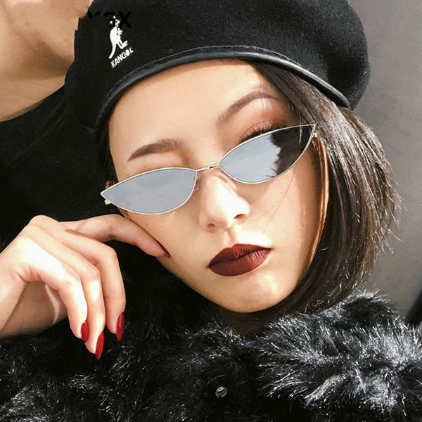 

2018 new fashion sunglasses women metal retro colorful transparent small colorful cat eye sunglasses uv400, White;black