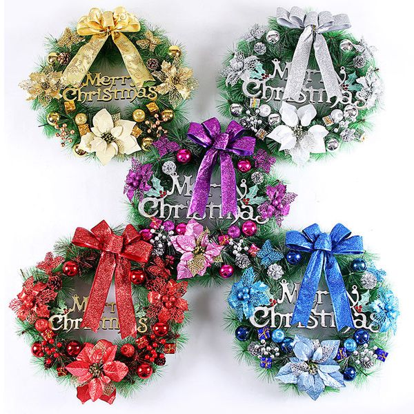 

30cm Hanging Christmas Wreath Garland Ball Cone Xmas Ornaments Window Door Decor