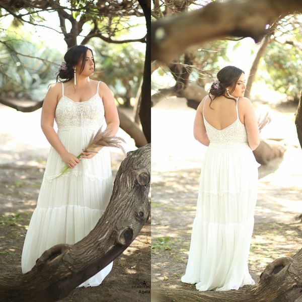 

плюс размер a line свадебные платья с отрезным рукавом кружева appliqued свадебные платья богемское спагетти шеи свадебное платье халат де, White