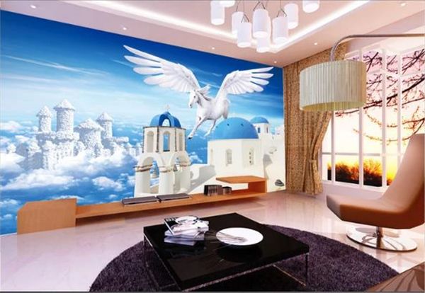 Sob encomenda da foto papel de parede 3d sonho mar egeu céu cidade sala de estar quarto fundo decoração da parede papel de parede