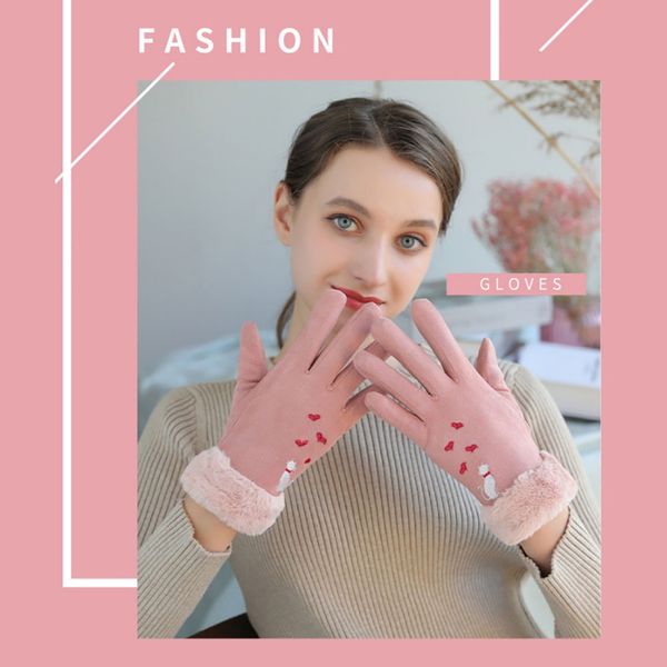 

ladies windproof cold warm gloves classic plus velvet suede gloves winter new hot