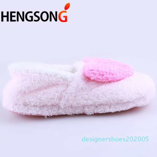 

women slipper big heart decor slippers warm soft sole women short plush home indoor floor covered heel shoes d05, Black