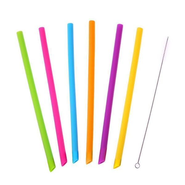 

2pcs reusable silicone drinking straws with brushes beverage drinking straw for bar party eco-friendly kitchen drinkware 42#