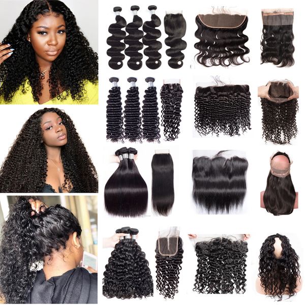 9a Peruvian Deep Wave Curly Virgin Human Hair Bundles With 360