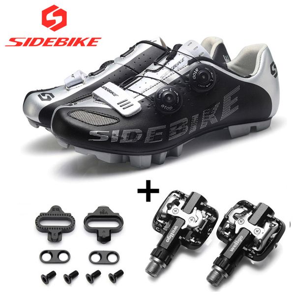 

sidebike mtb shoes men cycling shoes bicycle mountain bike self-locking aprofessional racing sets including pedal, Black