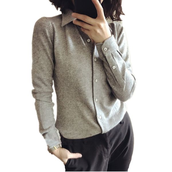 

frseucag 19 spring and autumn women's cashmere wool sweater cardigan fashion casual solid color knit women's wear lapel, White;black