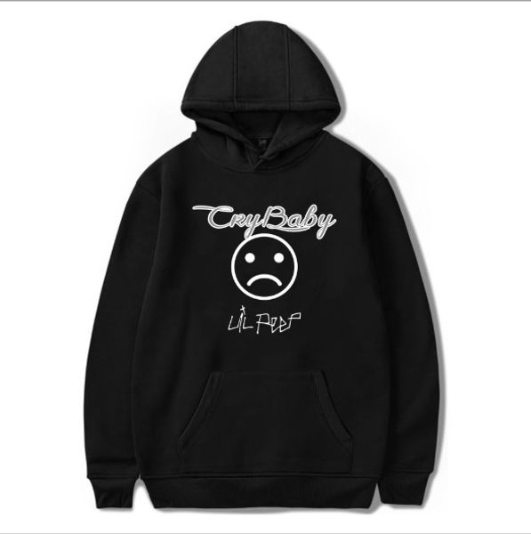 

mens hoodies high street style hip hop cry baby lil peep printed loose velvet hooded mens and womens sweater coat asian size s-4xl, Black