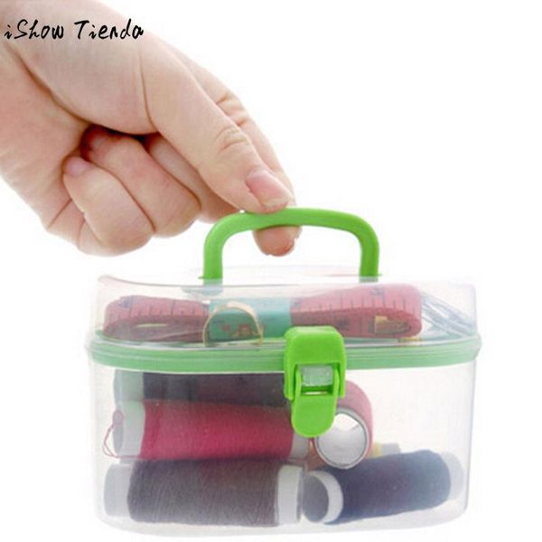 

portable mini travel sewing box with color needle threads sewing kits set brand new diy home tools, Black