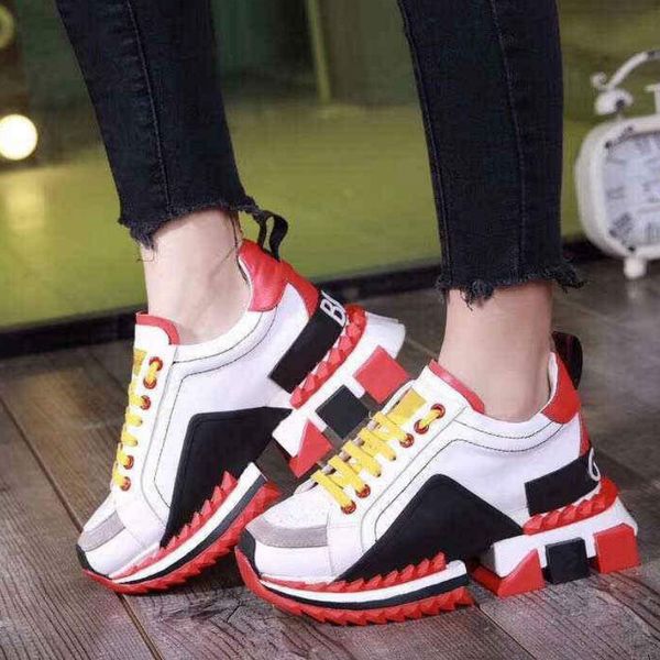 

super king sneakers mens designer shoes 100% real leather sorrento sneakers two-tone rubber sole women casual shoes trainers, Black