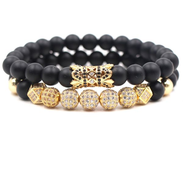 

2pc/set 8mm cubic zirconia bracelet luxury designer jewelry black frosted stone turquoise women bracelects buddha beads bracelet gift n87