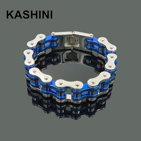

punk bracelet men's steel blue motorcycle chain bracelets men 316l stainless steel biker bracelet fashion trendy jewelry gift, Golden;silver
