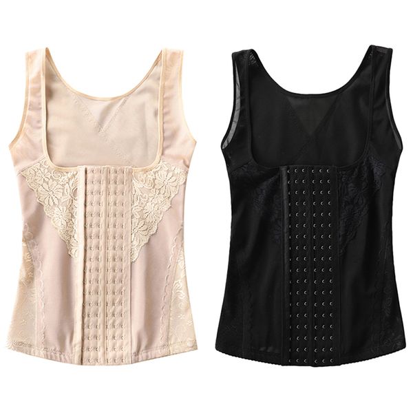 

fashion new body shapers vest waist trainer slimming vest shapewear six-row buckle weight loss waist shaper corset, Black;white