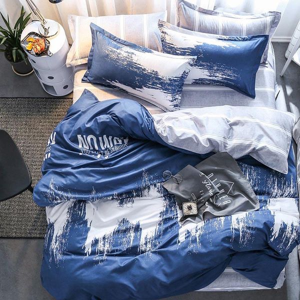 

38 blue 4pcs girl boy kid bed cover set duvet cover child bed sheets and pillowcases comforter bedding set 2tj-61017