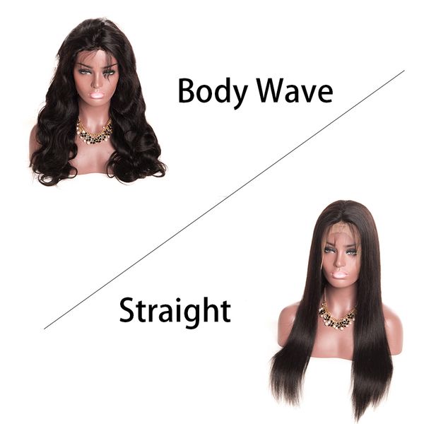 

rxy straight body wave full lace human hair wigs brazilian malaysian peruvian human hair wigs full lace for black women 150% density, Black;brown