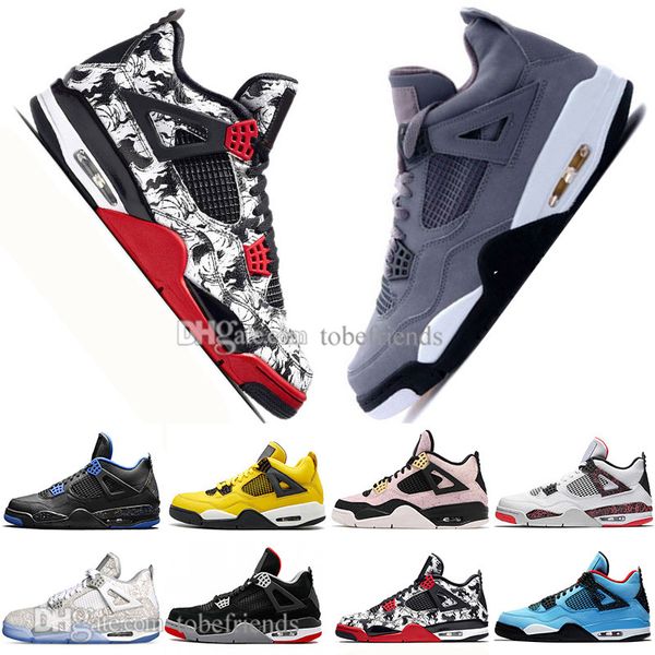 

new bred 4 4s what the cactus jack laser wings mens basketball shoes denim blue pale citron men sports designer sneakers 5.5-13